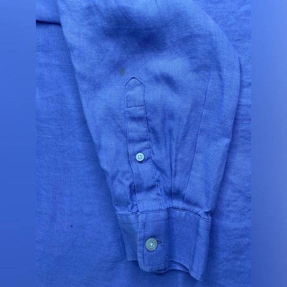 Alan Flusser Linen Purple Long Sleeve Casual Button Down Shirt Size Large - Picture 7 of 7